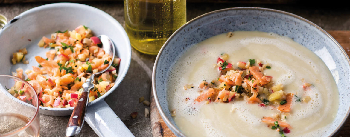 Cremesuppe mit Apfel, Sellerie und Lachs für 4 Personen von lidl-kochen.de