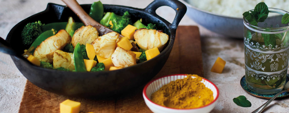 Curryfisch mit Brokkoli-Mango-Gemüse für 9 Personen von lidl-kochen.de