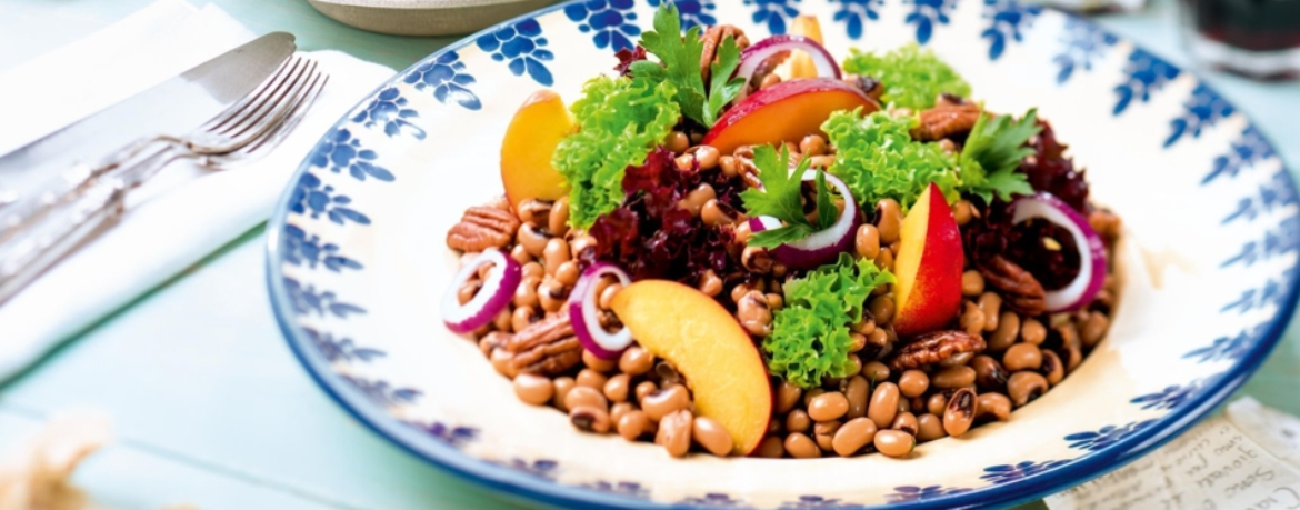 Sommersalat mit Bohnen und Pfirsichen für 4 Personen von lidl-kochen.de