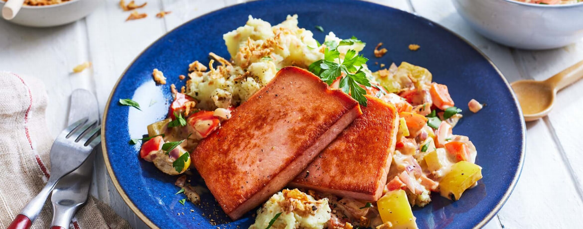 Leberkäse mit Gemüse und Püree - Rezept | LIDL Kochen