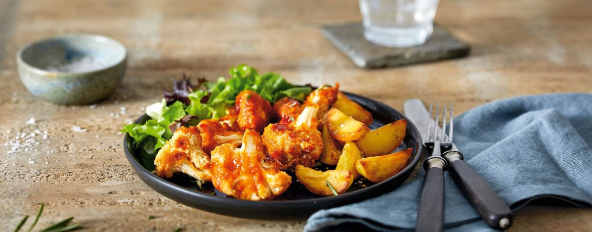 Blumenkohl-Wings mit Kartoffelspalten und Salat für 4 Personen von lidl-kochen.de