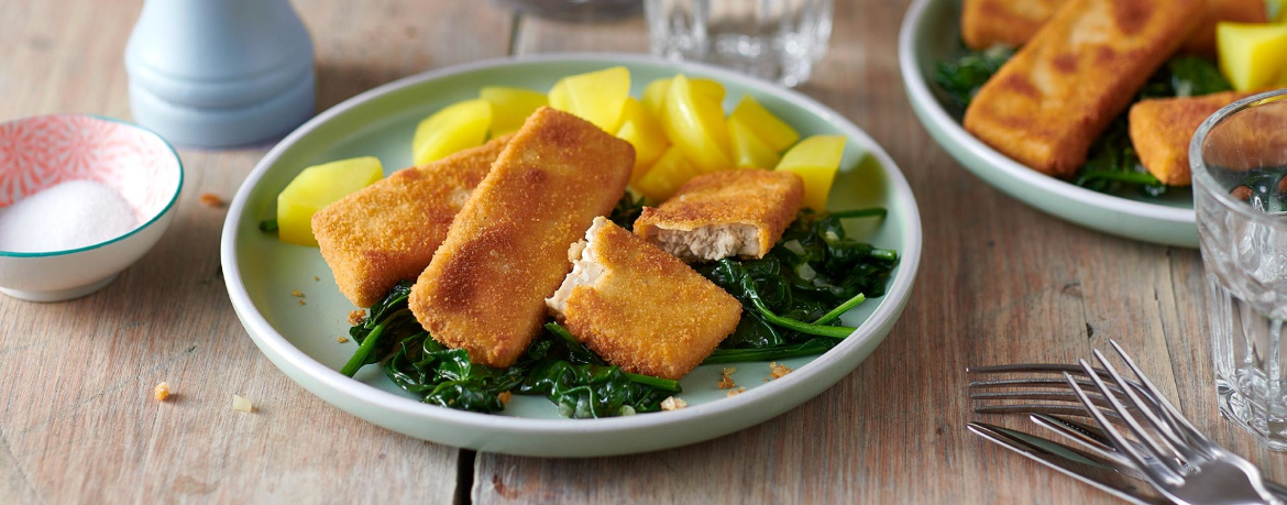 Panierte Tofusticks mit Spinat und Kartoffeln für 4 Personen von lidl-kochen.de