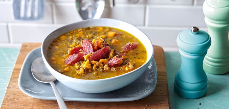 Linsensuppe mit Süßkartoffeln und Wurst-Einlage für 4 Personen von lidl-kochen.de