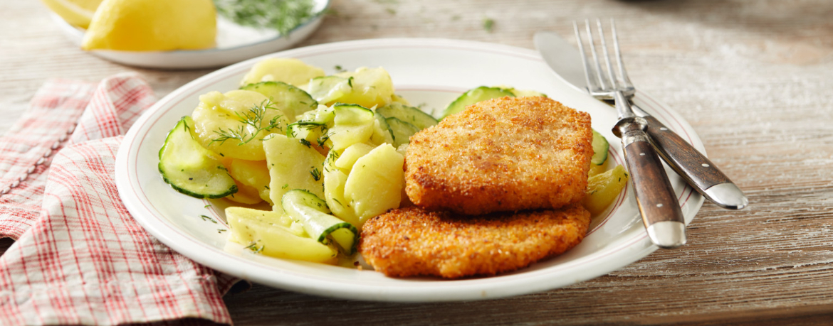Veganes Schnitzel mit Gurken-Kartoffel-Salat für 4 Personen von lidl-kochen.de