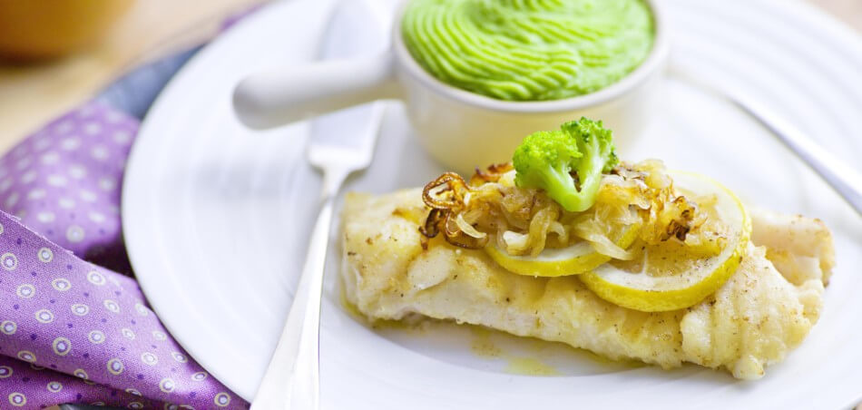 Fisch mit Brokkoli-Kartoffelpüree