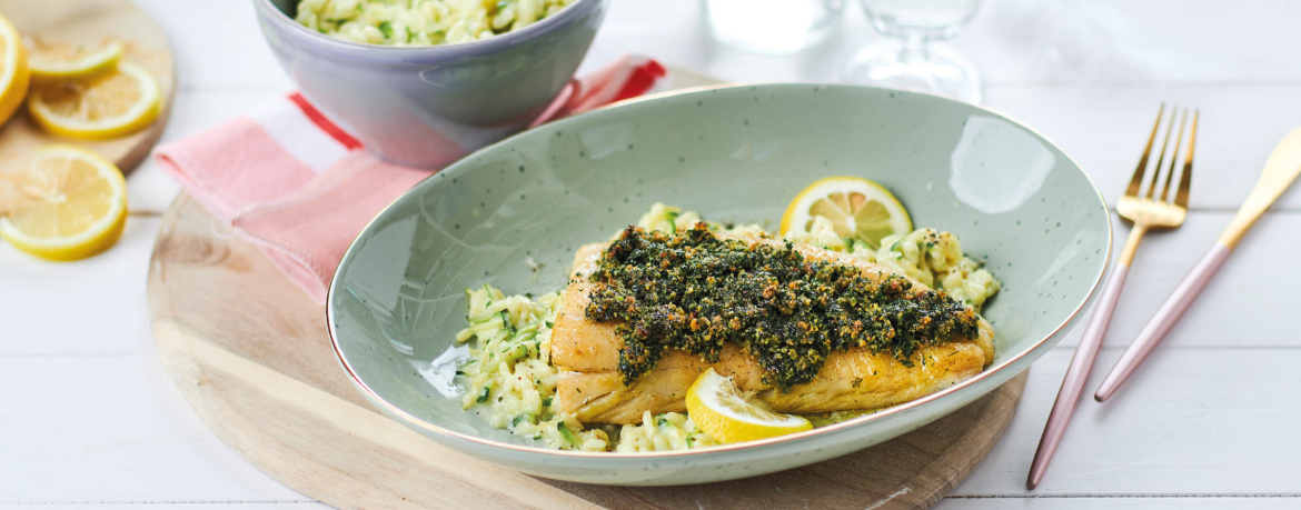 Zander mit Kräuterkruste und Zitronen-Risotto für 4 Personen von lidl-kochen.de