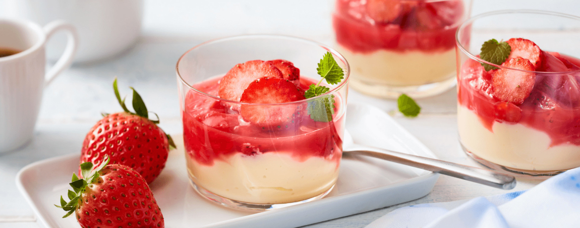 Vanillepudding mit Erdbeer-Rhabarber-Kompott für 4 Personen von lidl-kochen.de