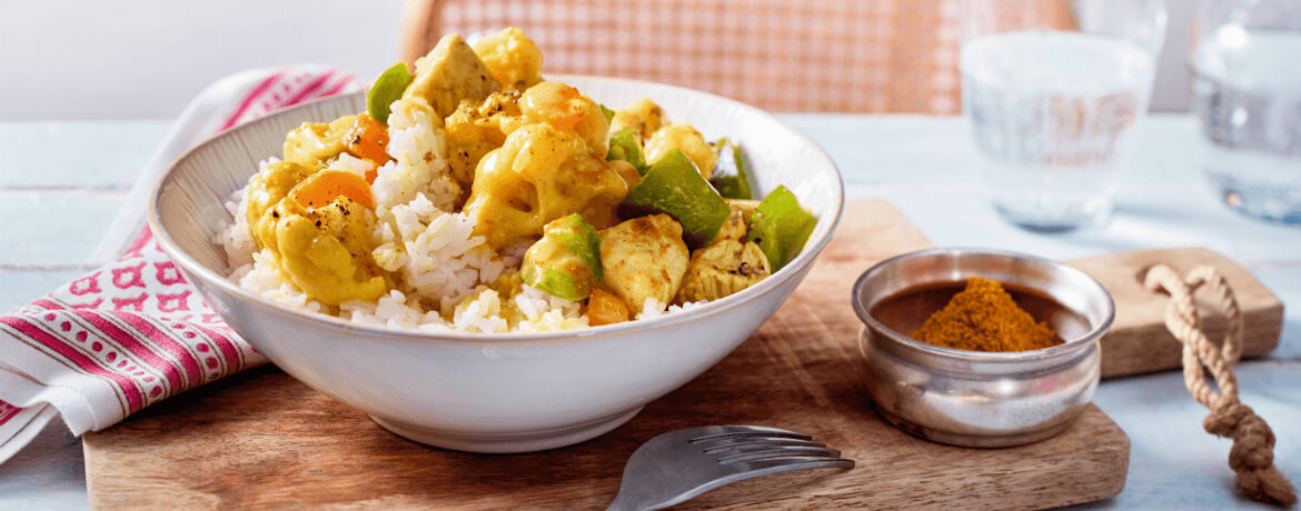 Blumenkohlcurry mit Pute und Reis - Rezept | LIDL Kochen