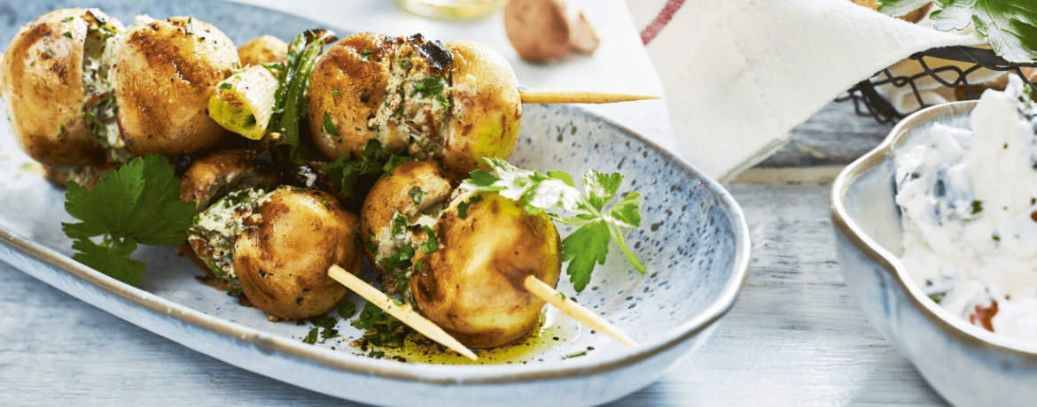 Pilzspieße mit Ziegenfrischkäsefüllung für 4 Personen von lidl-kochen.de