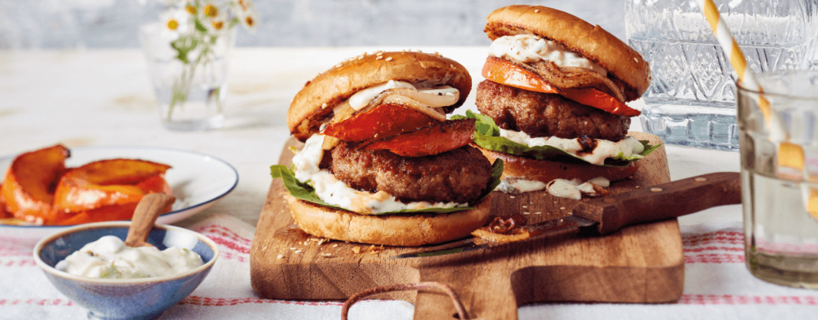 Pumpkin-Burger mit Zwiebelringen für 4 Personen von lidl-kochen.de