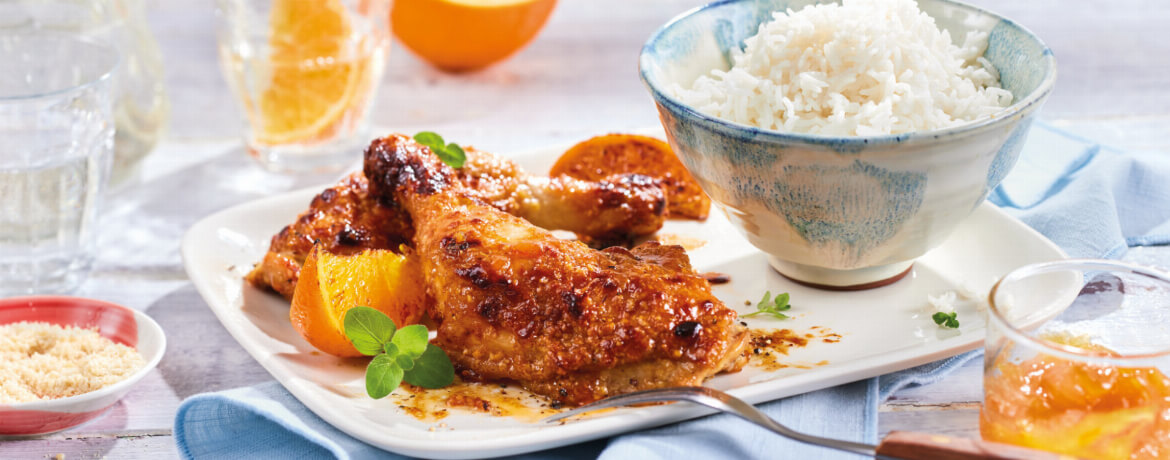 Hähnchenkeulen in Orangen-Mandel-Marinade - Rezept | LIDL Kochen