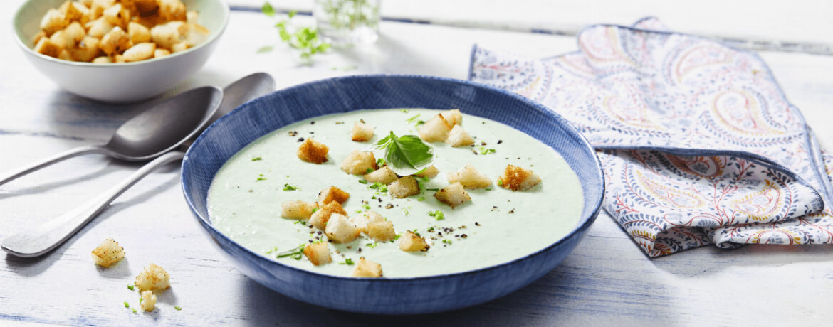Kalte Melonen-Gurken-Suppe mit Croûtons - Rezept | LIDL Kochen