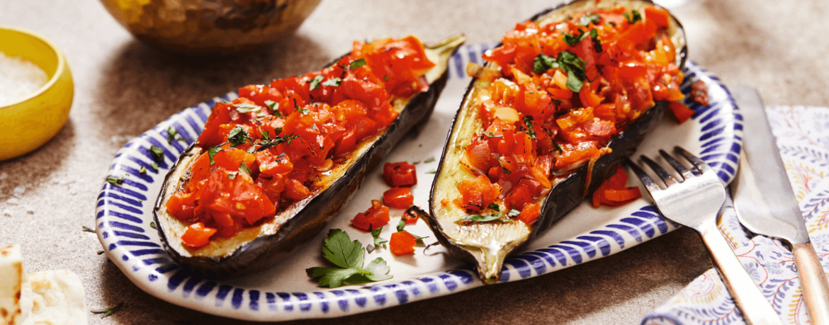 Gefüllte Auberginen mit Tomate - Rezept | LIDL Kochen