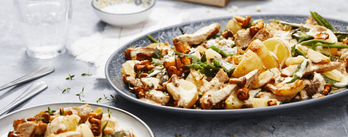Pfifferling-Schnitzel-Pfanne mit breiten Bohnen - Rezept | LIDL Kochen