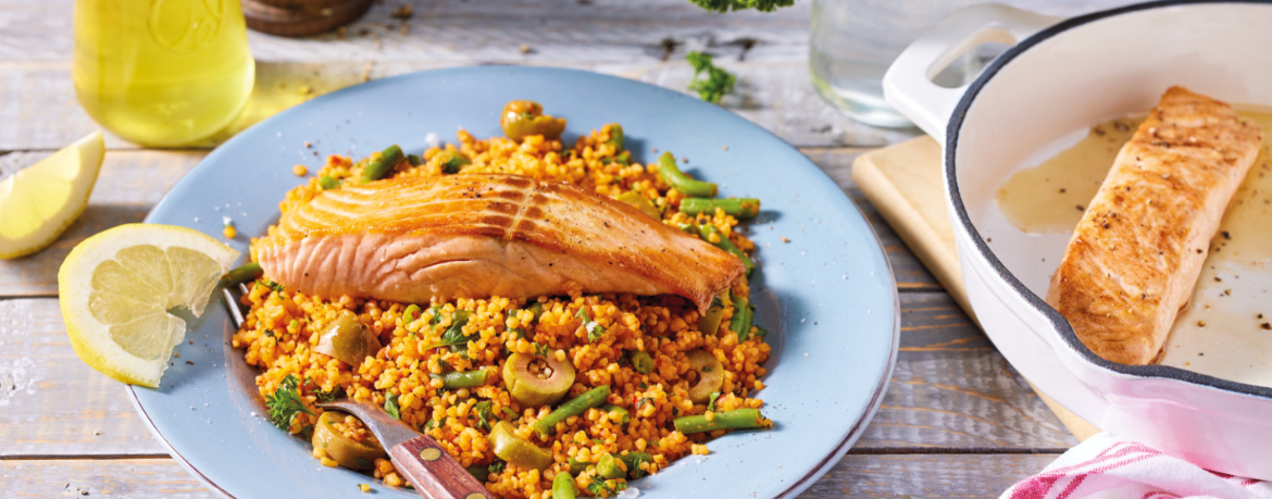 Bulgursalat mit gebratenem Lachs für 4 Personen von lidl-kochen.de