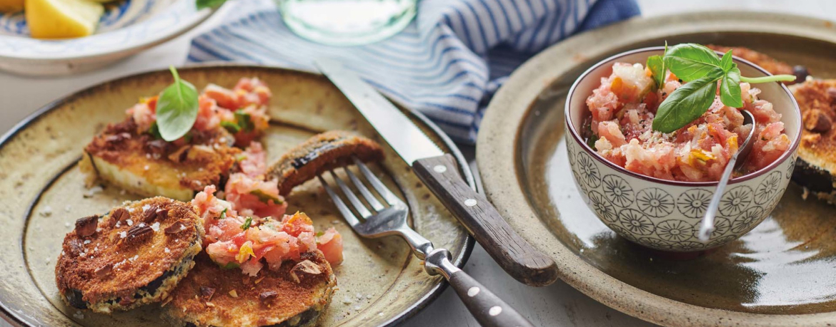 Auberginienschnitzel mit Tomatensalsa für 4 Personen von lidl-kochen.de