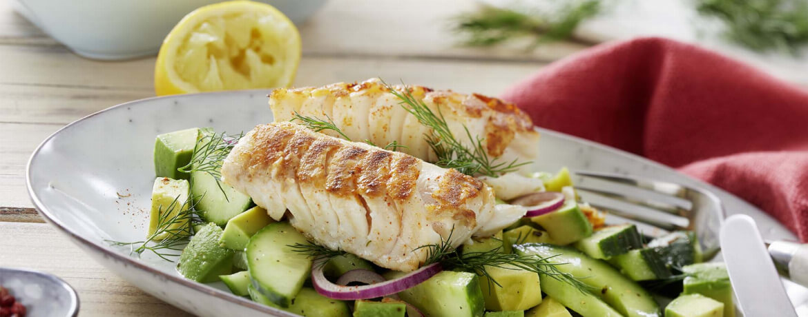 Kabeljau mit Avocado-Gurkensalat für 4 Personen von lidl-kochen.de