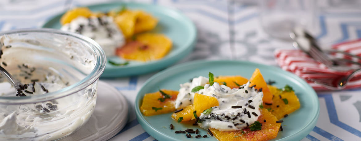 Stracciatella-Creme mit Orangensalat für 4 Personen von lidl-kochen.de