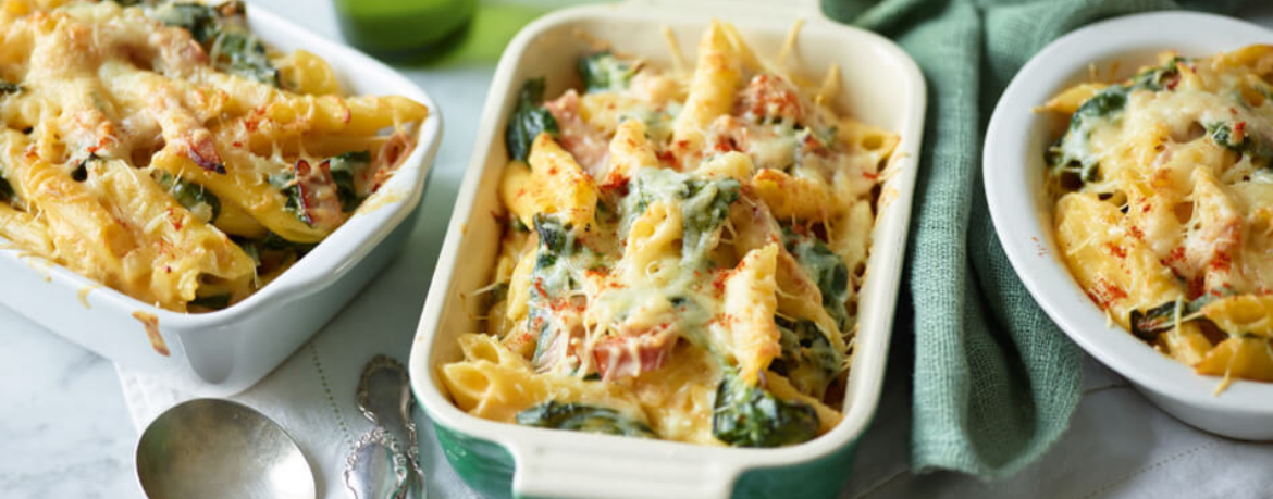 Überbackene Käse-Nudeln &amp; Spinat - Rezept | LIDL Kochen