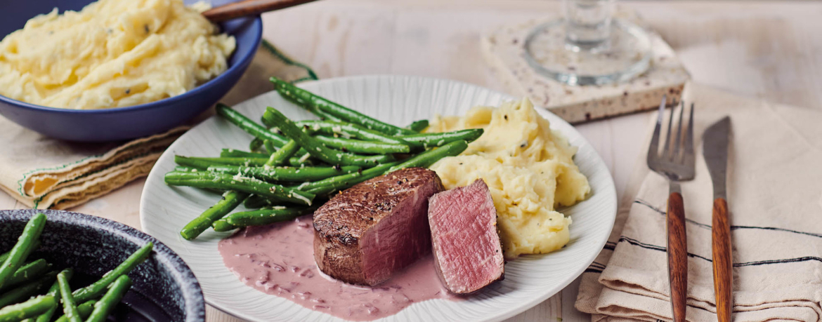 Rinderfilet mit Trüffelpüree und Parmesanbohnen für 4 Personen von lidl-kochen.de