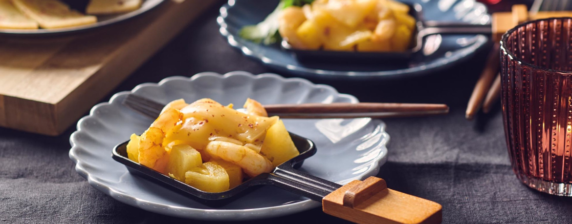Raclette-Pfännchen mit Garnelen und Ananas für 4 Personen von lidl-kochen.de