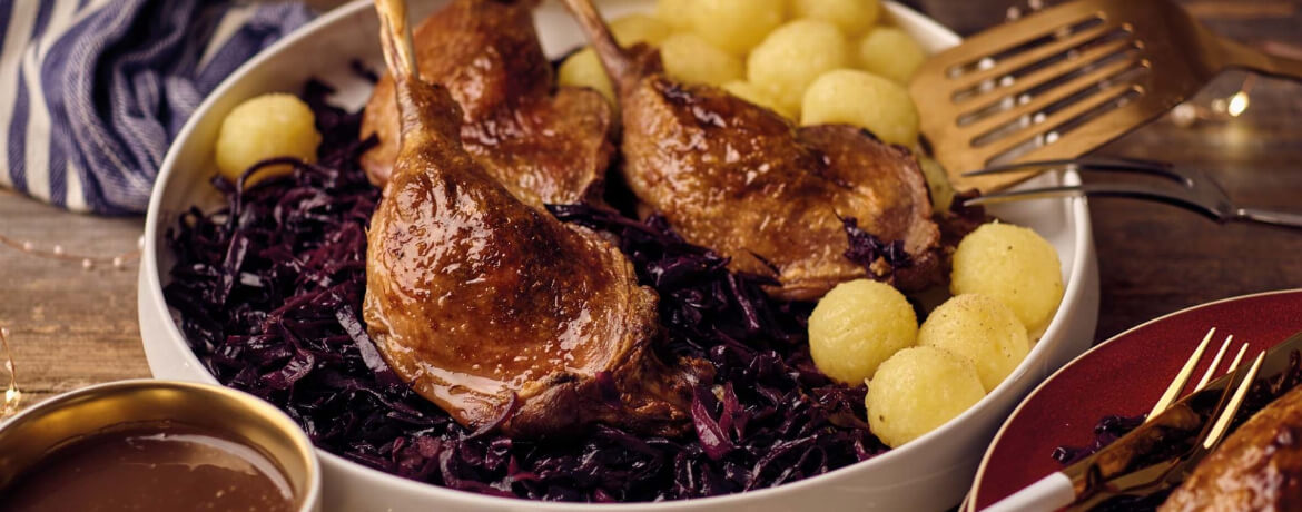 [Schnell &amp; einfach] Gänsekeule mit Rotkohl &amp; Klößen | LIDL Kochen