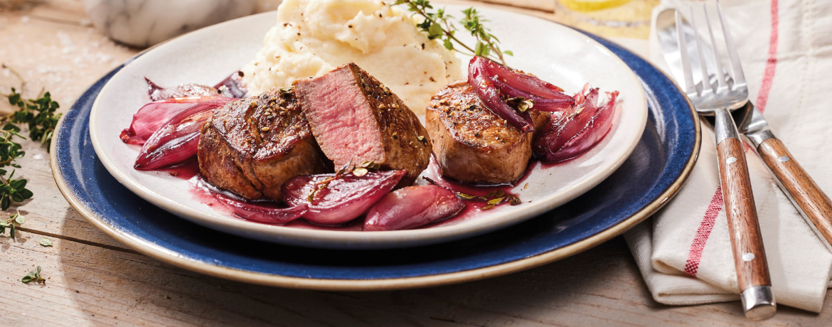 Kalbsfilet mit Selleriepüree und Rotweinschalotten für 4 Personen von lidl-kochen.de