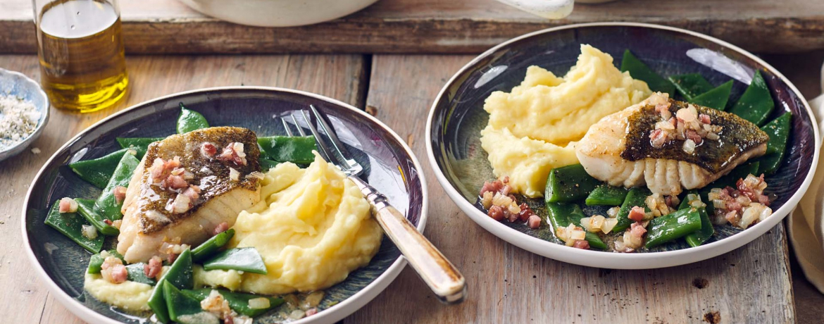 Skrei mit Speck, Kartoffelpüree und grünen Bohnen für 4 Personen von lidl-kochen.de