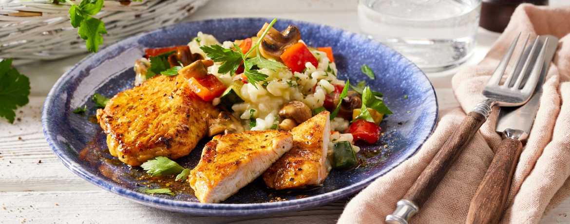 Mediterrane Putenschnitzel mit Gemüse-Risotto für 4 Personen von lidl-kochen.de