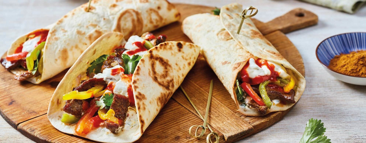 Mexikanische Wraps Fajita Style mit Rind und Paprika für 4 Personen von lidl-kochen.de