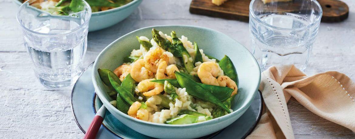 Spargel-Risotto mit Zuckerschoten &amp; Garnelen - Rezept | LIDL Kochen