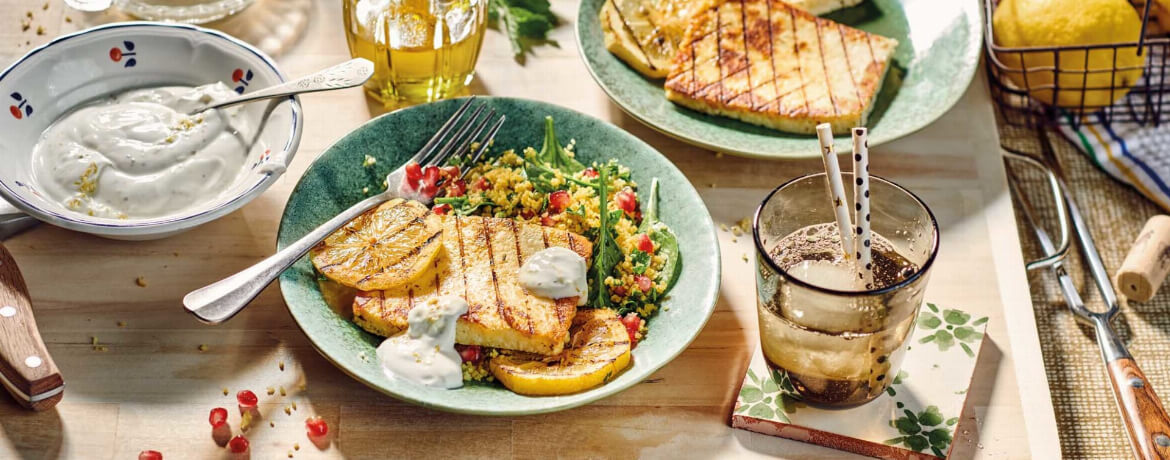Grillkäse mit Zitronenjoghurt-image