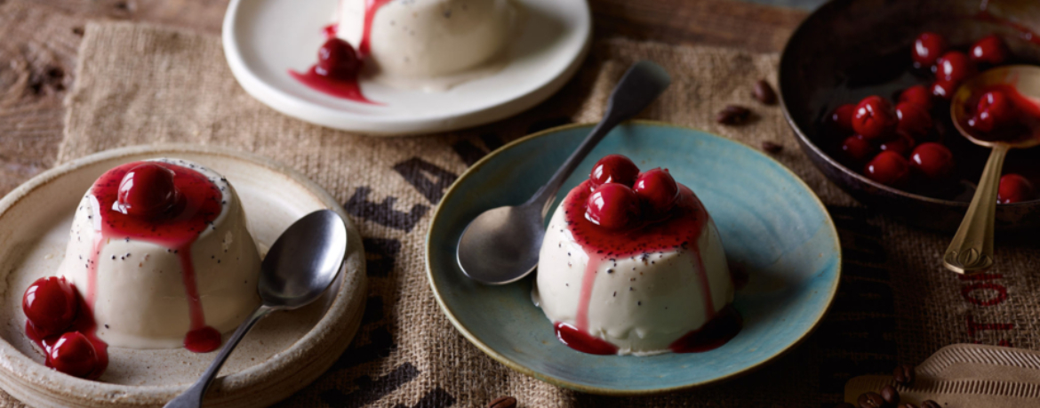 Kaffee Panna Cotta mit Kirschen für 4 Personen von lidl-kochen.de