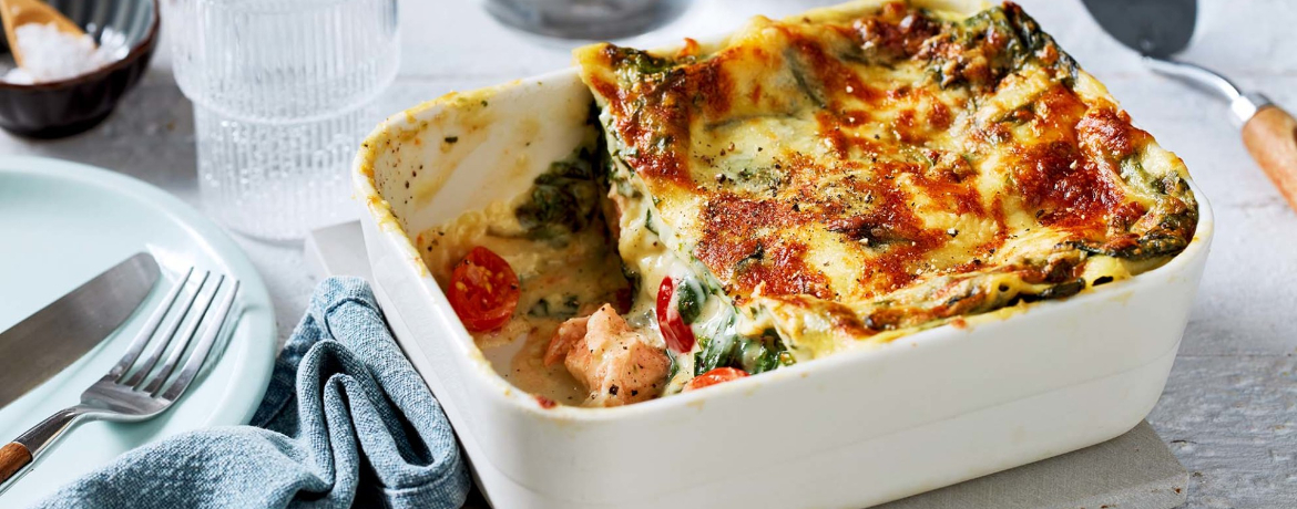 Spinat-Lachs-Lasagne mit Tomaten für 9 Personen von lidl-kochen.de