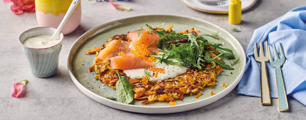 Brunch-Rösti mit Räucherlachs und Kaviar für 4 Personen von lidl-kochen.de