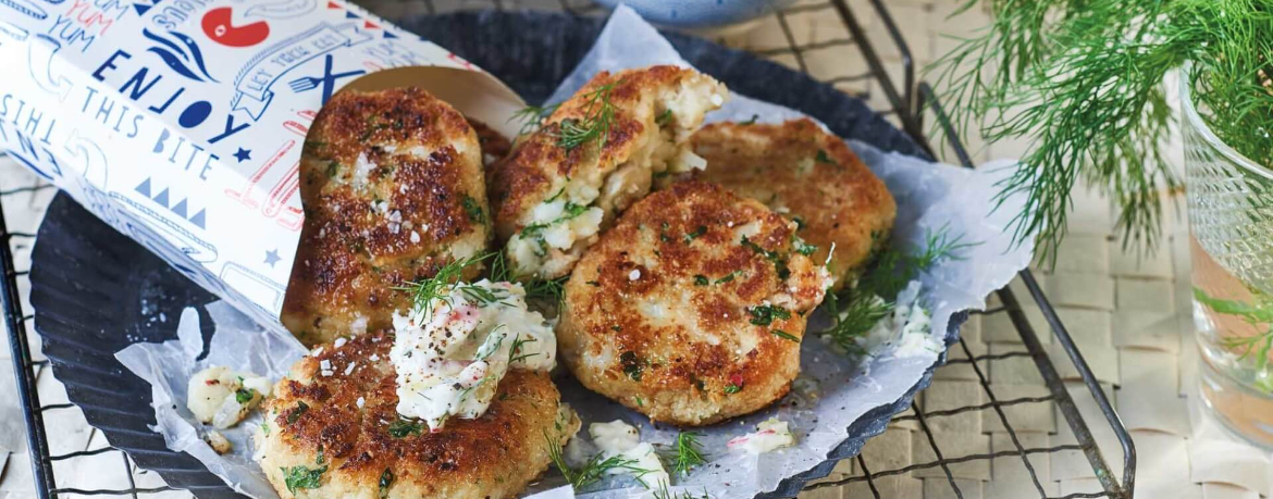 Fischfrikadellen mit Apfel-Meerrettich-Dip für 4 Personen von lidl-kochen.de