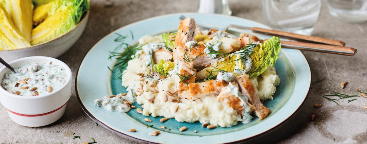 Pute mit Blumenkohlpüree und Salat für 4 Personen von lidl-kochen.de