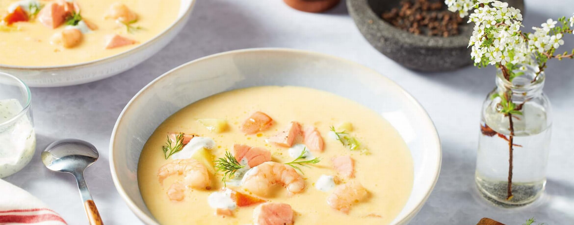 Kartoffelsuppe mit Lachs und Garnelen - Rezept | LIDL Kochen