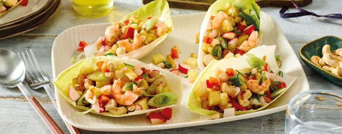 Salat-Schiffchen vom Chicorée mit Ananas-Garnelen-Salat für 4 Personen von lidl-kochen.de