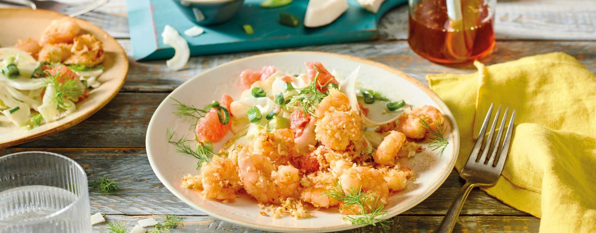 Grapefruit-Fenchel-Salat mit Kokosgarnelen für 4 Personen von lidl-kochen.de