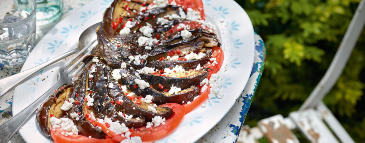 Auberginenfächer auf Tomatencarpaccio für 4 Personen von lidl-kochen.de