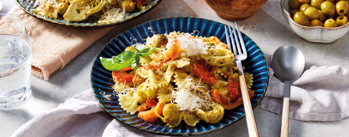 Nudeln mit Artischocken-Tomaten-Gemüse für 4 Personen von lidl-kochen.de