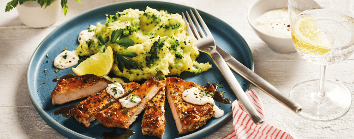 Kräuter-Schnitzel mit Brokkoli-Kartoffel-Püree für 4 Personen von lidl-kochen.de