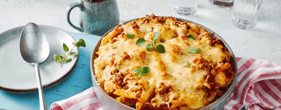 Nudel-Blumenkohl-Auflauf mit Hacksauce - Rezept | LIDL Kochen