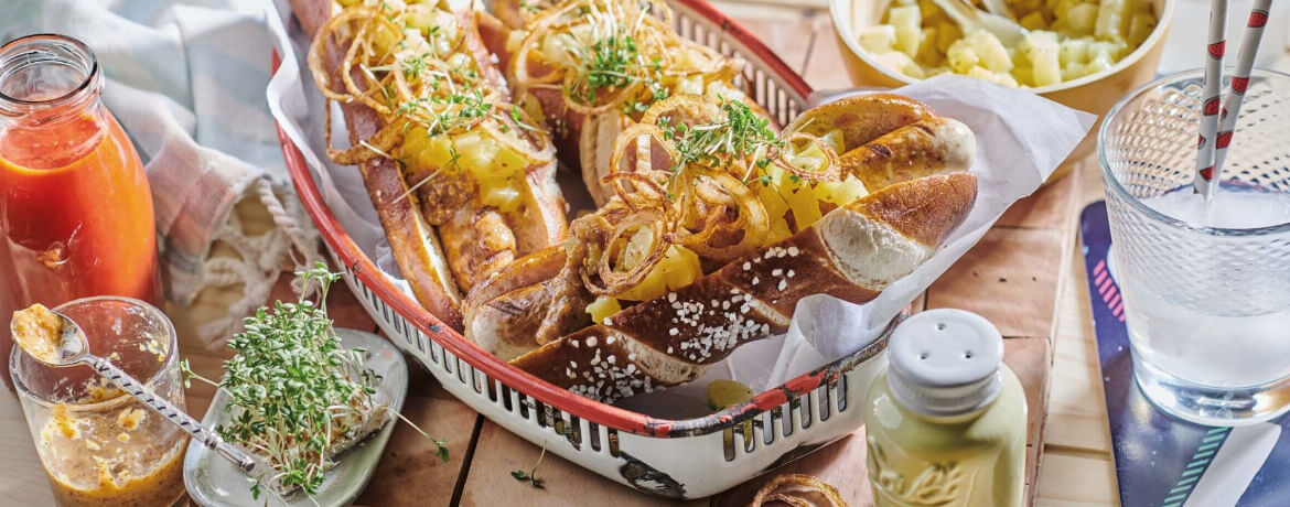 Bratwurst-Hot-Dog mit Kartoffelsalat für 4 Personen von lidl-kochen.de