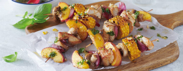 Putenspieße mit Mais und Pfirsich - Rezept | LIDL Kochen Putenspieße mit Mais und Pfirsich - Rezept | LIDL Kochen