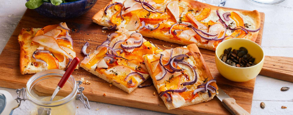 Kürbis-Birnen-Flammkuchen - Rezept | LIDL Kochen Kürbis-Birnen-Flammkuchen - Rezept | LIDL Kochen