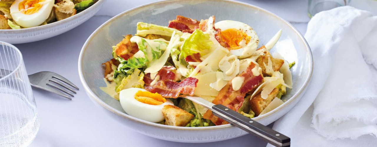 Caesar Salad mit Bacon und Ei Rezept LIDL Kochen