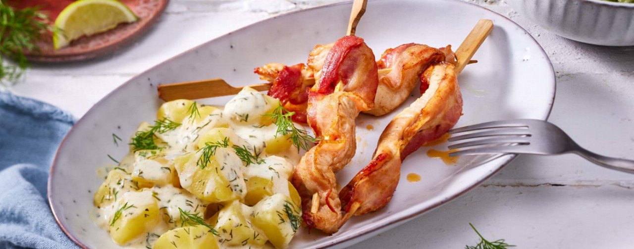 Pute-Bacon-Spieße mit Kartoffeln - Rezept | LIDL Kochen