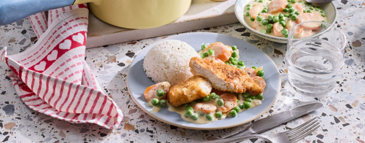 Hähnchenschnitzel mit Rahmgemüse - Rezept | LIDL Kochen